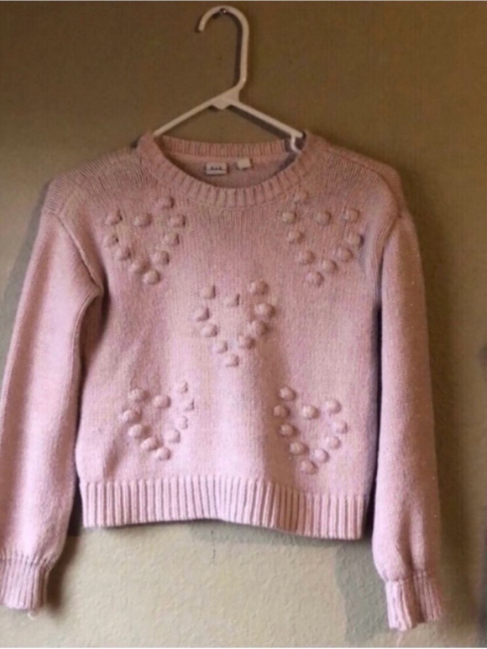 Gap Sweater Kids Pink & Golden Sparkles Crew Neck Preppy Knit Sweater Girls M